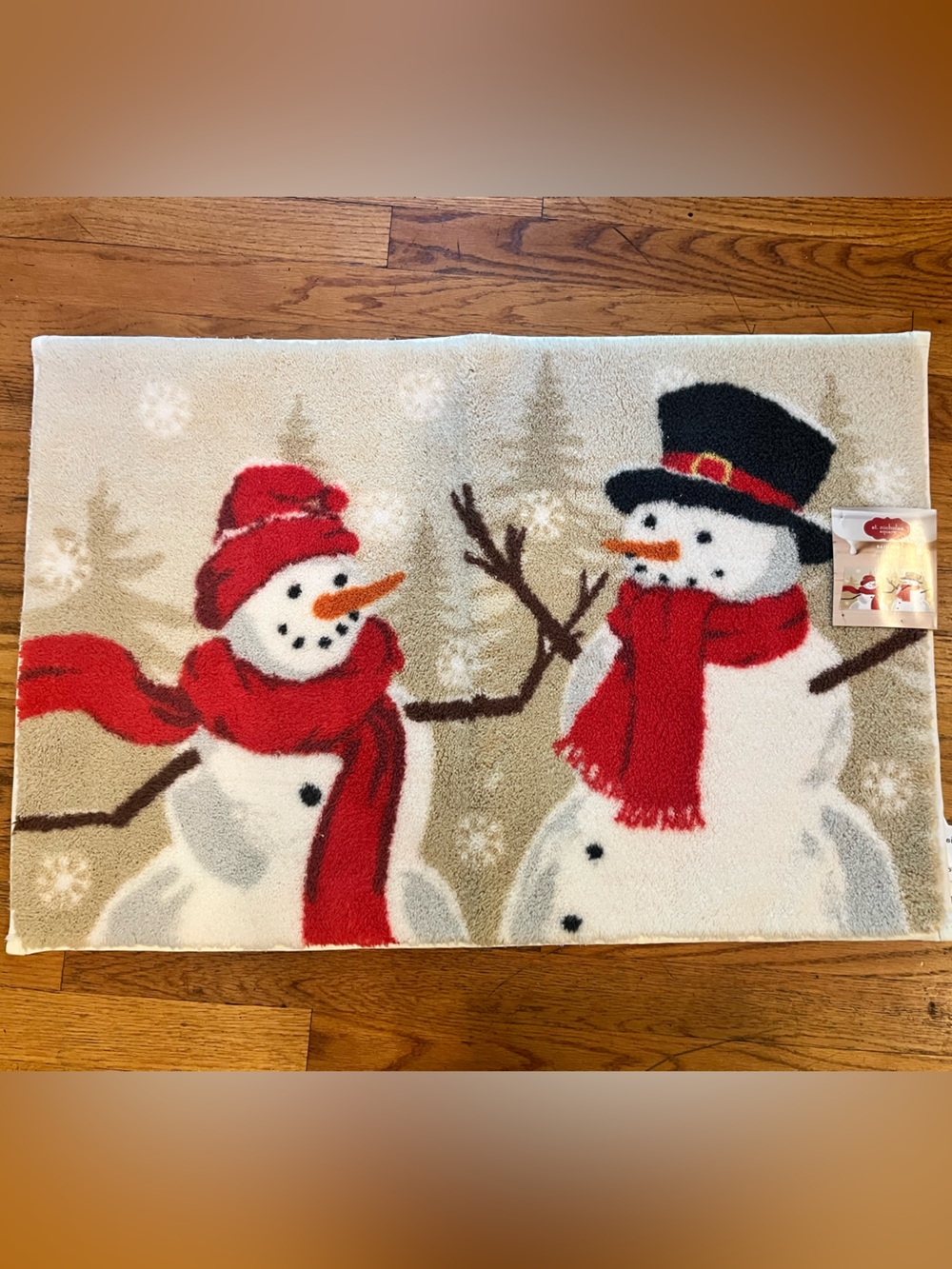 St. Nicholas Square Red and White Snowman Holiday Rug